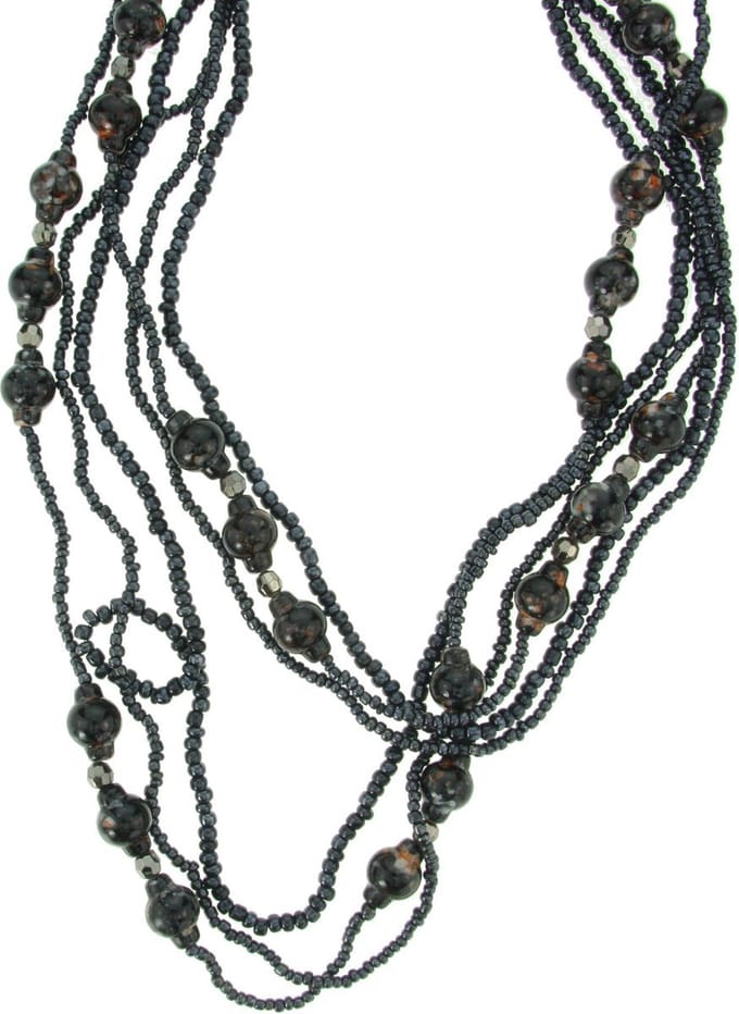 Behave - Set kettingen dames - Zwart kralenmix - Boho layering - 120 cm