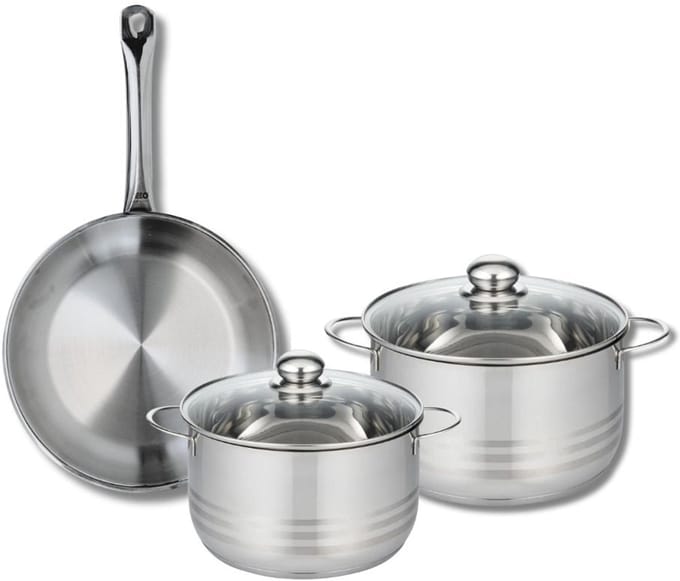 Set van 1 Koekenpan 28 cm en 2 kookpotten 20 en 24 cm Elo Profi Brillant