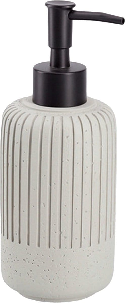 Zeller Zeeppompje/dispenser - keramiek - lichtgrijs - cement look - 8 x 18 cm - 300 ml