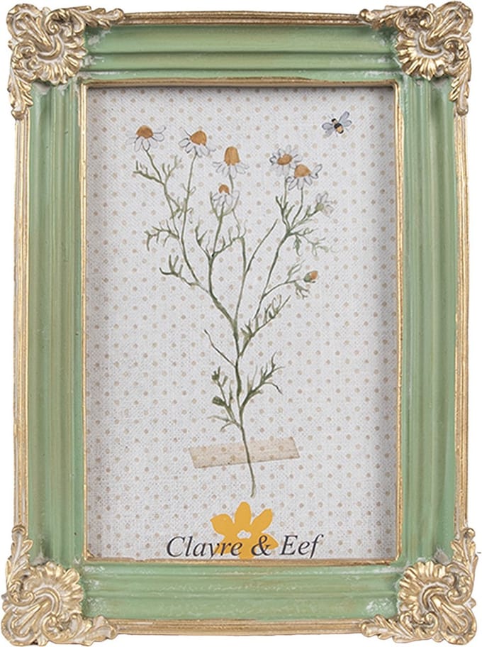 Clayre & Eef Fotolijst 10x15 cm Groen Polyresin
