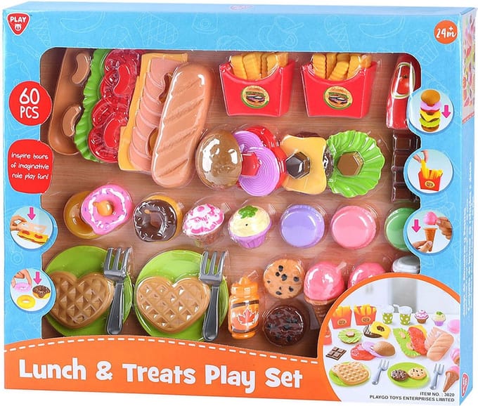 Play speelgoed eten lunch en snacks speelset - 60-delig - speelgoedset.
