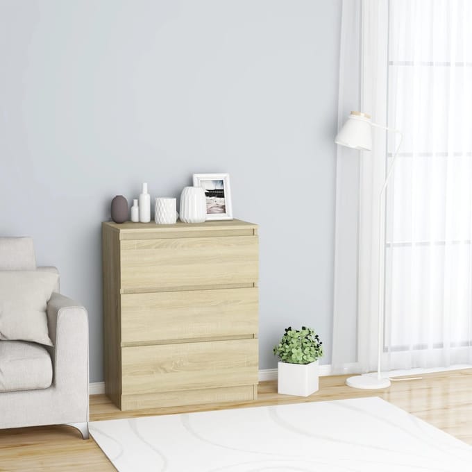 vidaXL - Dressoir - 60x35x76 - cm - bewerkt - hout - sonoma - eikenkleurig