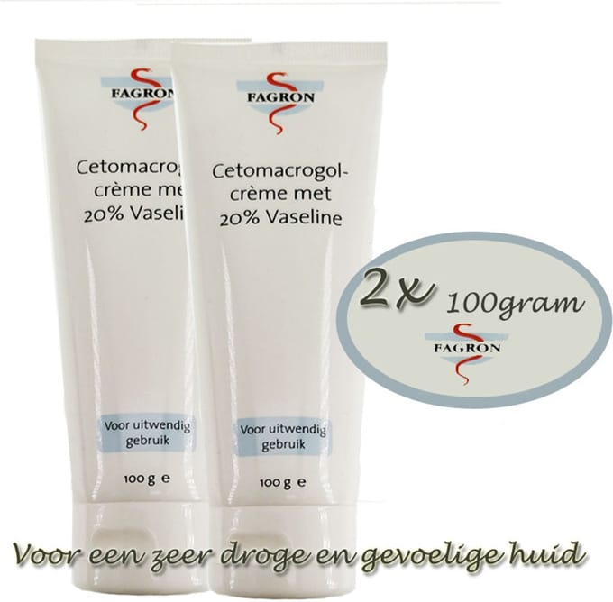 Fagron Cetomacrogolcrème Met 20% Vaseline - 2x100 ml voordeelverpakking