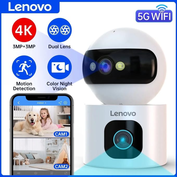 Lenovo - 2K - Camera - 5G - Wifi - Dual - Screen - Color - Night - Nightvision - Cctv - Smartcamera - SmartHome - Auto - Tracking - Videobewakingscamera - Bewakingscamera