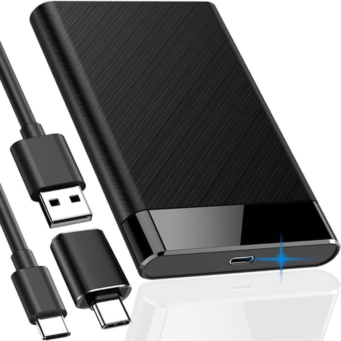 Externe behuizing voor 2,5 inch HDD SSD harde schijf, USB 3.0, SATA III, 7mm/9,5mm, Type-C verlengkabel
