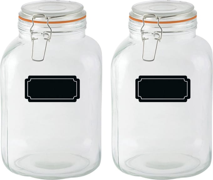 Weckpotten/inmaakpotten - 2x - 3L - glas - met beugelsluiting - incl. etiketten