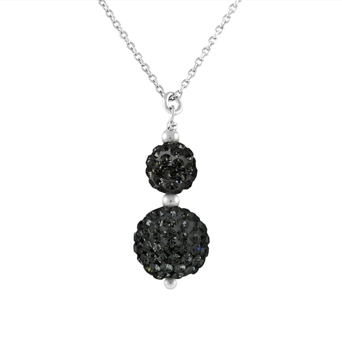 Crystal Preciosa Duo Necklace Black Silver 925