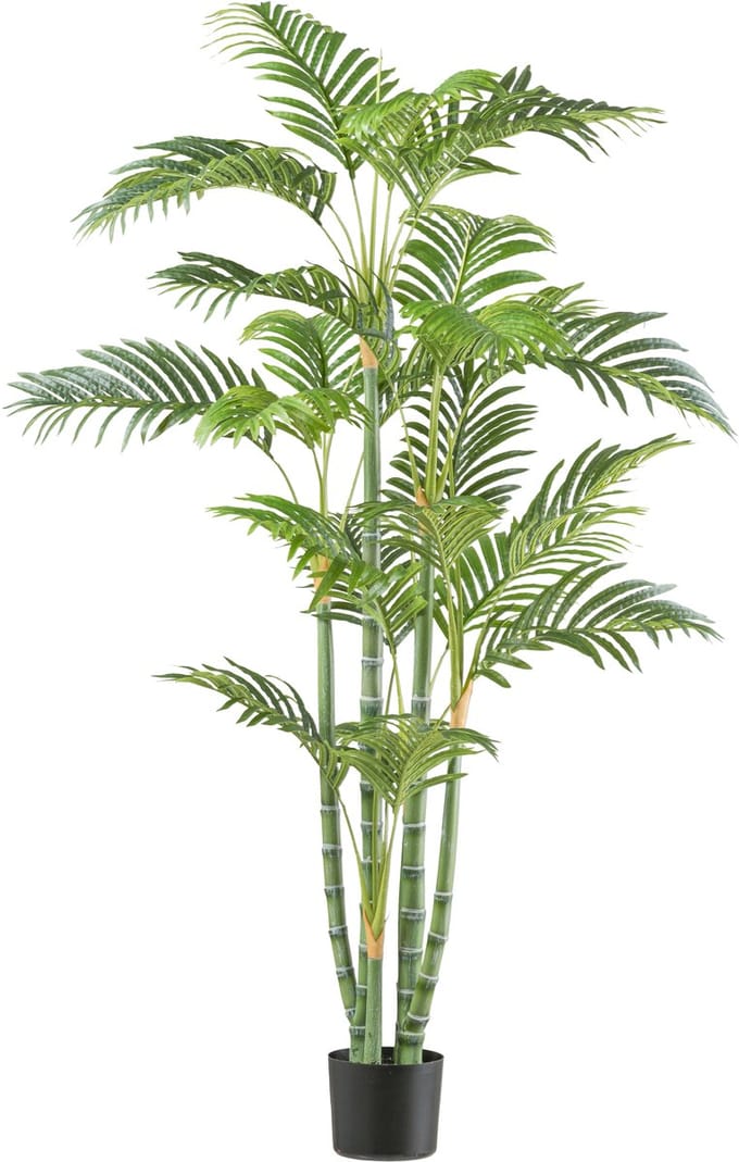 Kopu® kunstplant Bamboepalm 6 tak 115cm in pot - Groen