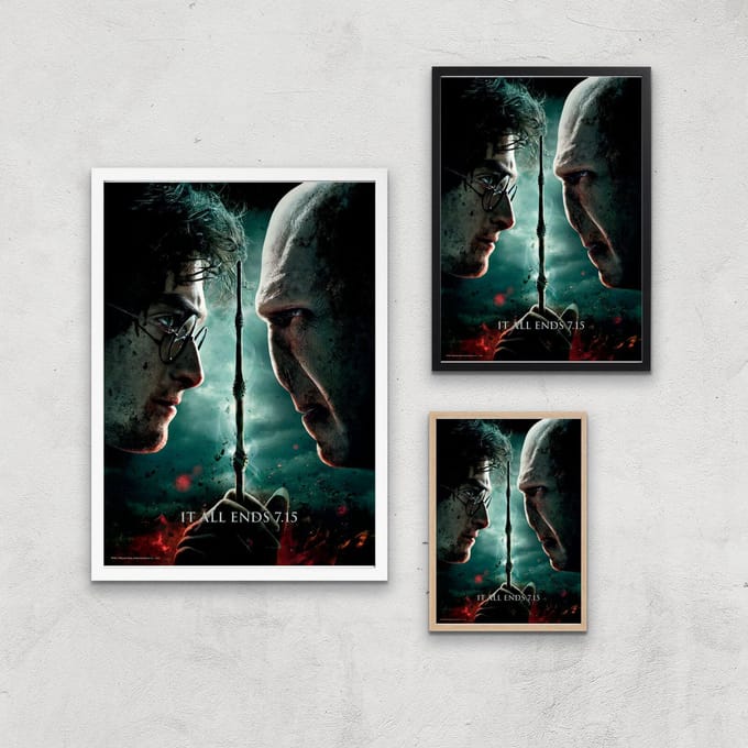 Harry Potter and the Deathly Hallows Part 2 Giclee Art Print - A2 - White Frame
