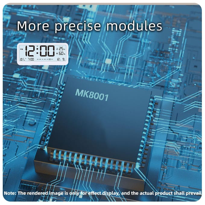8001-EN Multifunctionele digitale klok LED-helderheid Instelbare temperatuur-vochtigheidsweergave wit