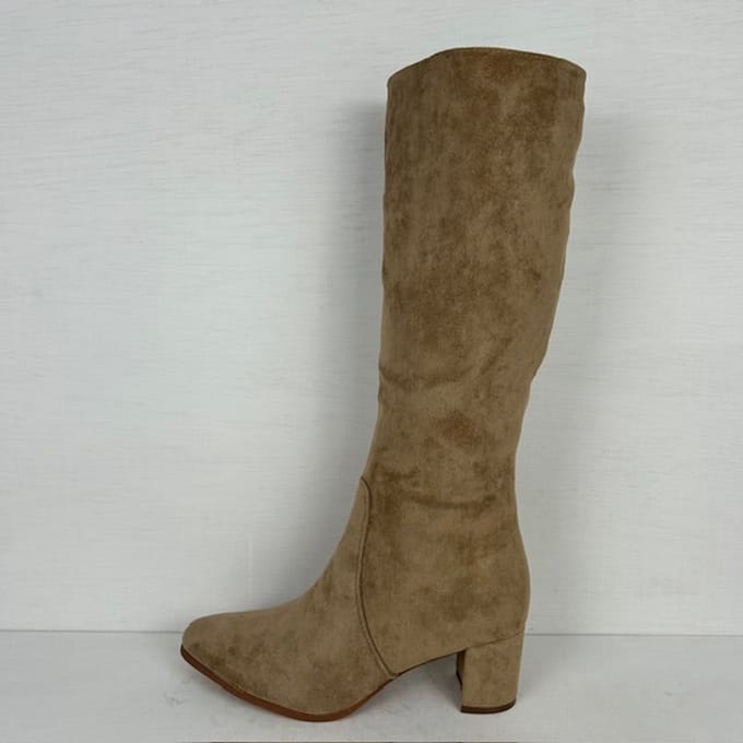 Suèdine laarzen met elegante hak khaki Khaki / 37