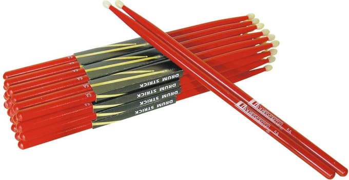 Dimavery DDS-5A Drumstokken - Maple Rood - Houten tip - Dikte 5A - Drumsticks - 2 Stuks Drumstick / Drumstok