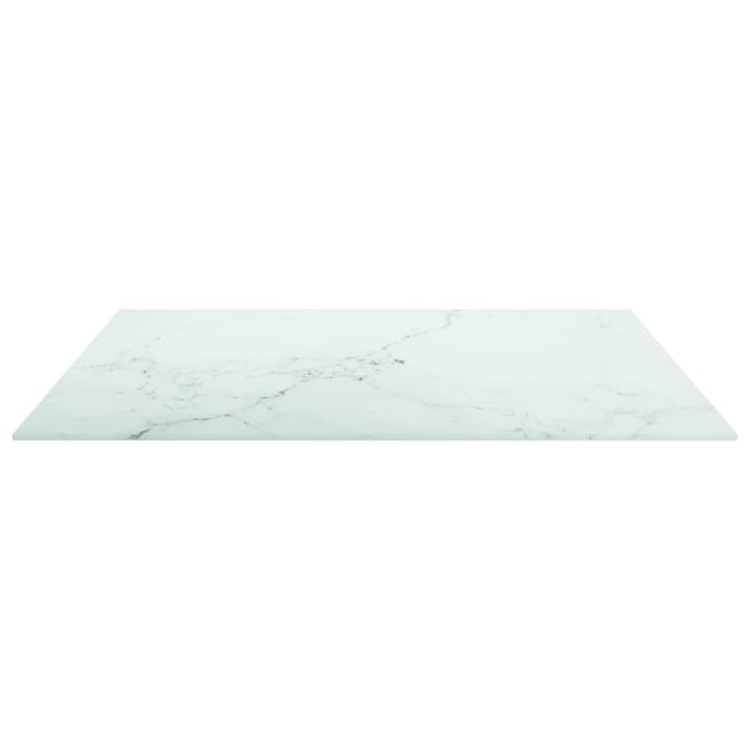 vidaXL - Tafelblad - marmerontwerp - 6 - mm - 70x70 - cm - gehard - glas - wit