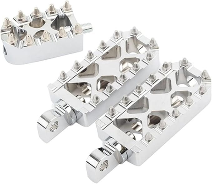 Motorfiets Voetsteunen - Brede Pedalen - Verbeterde Grip - CNC Aluminium - Chroom