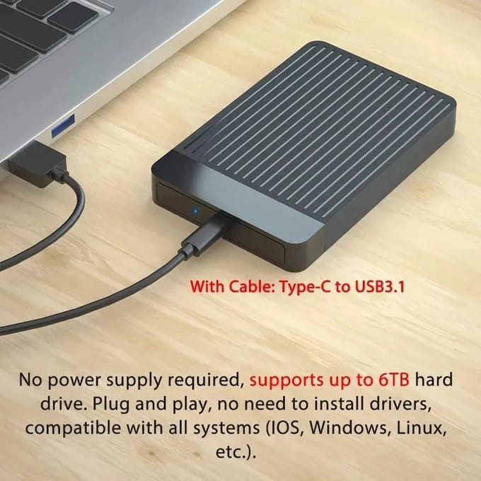 2.5 Inch SSD Behuizing Externe Harde Schijf Adapter SATA HDD Behuizing USB C 3.1 6Gbps Voor PC MacBook Laptop HD Schijf Opslagbox USB 3.0 black