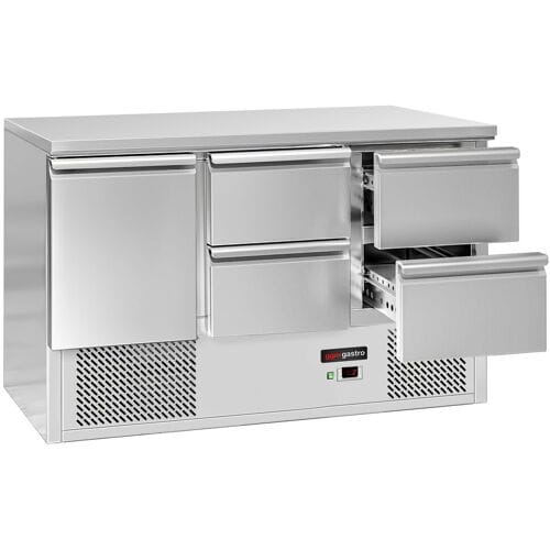 GGM Gastro Kühltisch ECO - 1370x700mm - mit 1 Tür - 4 Schubladen Zilver