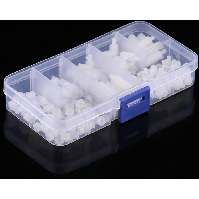 180pcs White M3 Hex male Female Standoffs Screws Nuts Assortment Kit With Box