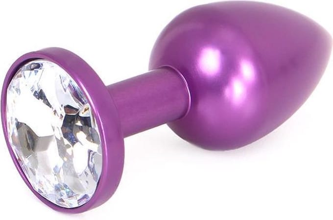 Kiotos - Paarse Aluminium Buttplug met Wit Sierkristal