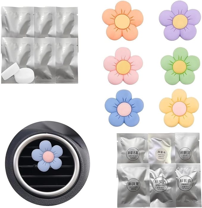 6 stuks etherische olie luchtverfrissers voor auto, aromatherapie diffuser met 12 sponzen en ventilatieclip