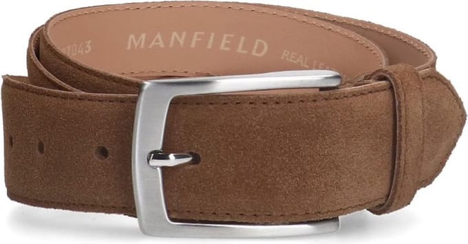 Manfield - Heren - Taupe suède riem - Maat 95