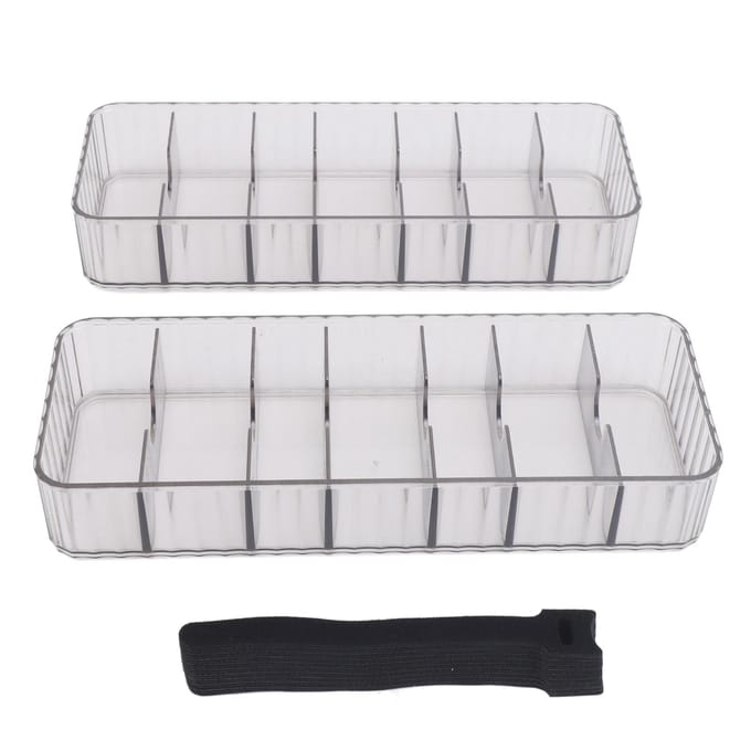 2 stuks Kabelmanagementdoos met 20 Kabelbinders Stapelbaar Transparant Stroomkabel Organizer met 7 white