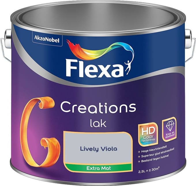 Flexa - Creations Lak Extra Mat - Lively Viola - Mengverf - 2,5 L