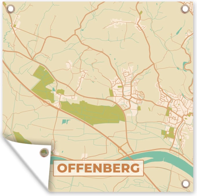 Tuindoek Offenberg - Stadskaart - Vintage - Kaart - Plattegrond - 100x100 cm