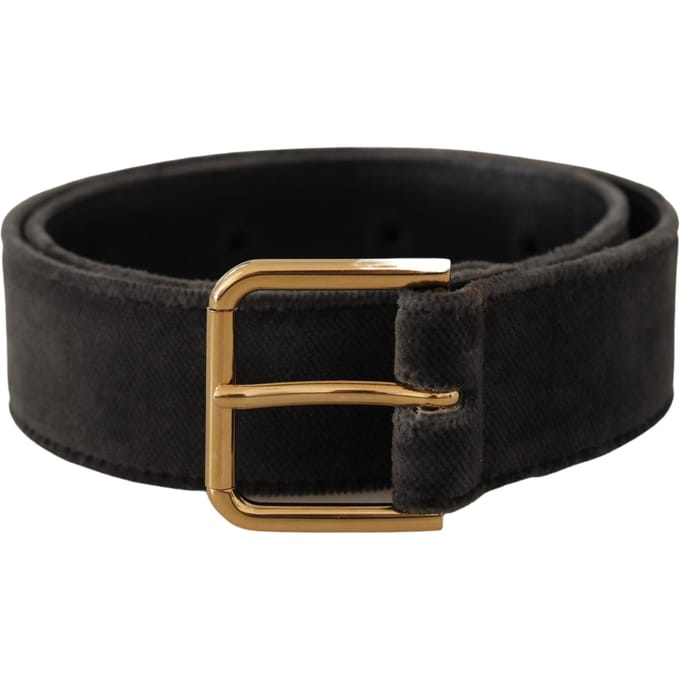 Dolce & Gabbana Bruin Fluwelen Gouden Logo Metaal Taille Gesp Riem