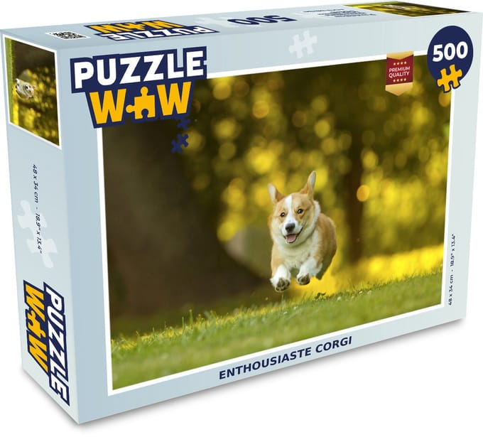 Puzzel Enthousiaste corgi - Legpuzzel - Puzzel 500 stukjes