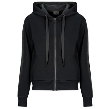 Hooded Zip-Up Sweatshirt with Front Pockets Wo - Black