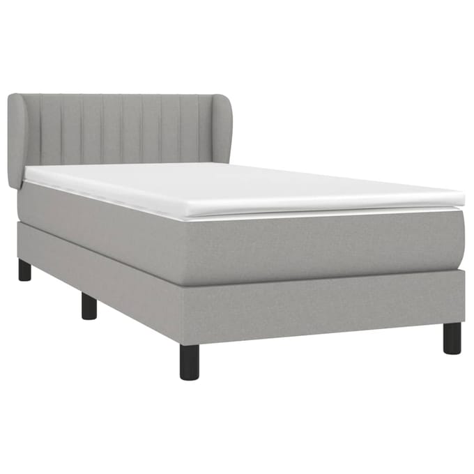 vidaXL - Boxspring - met - matras - stof - lichtgrijs - 90x190 - cm