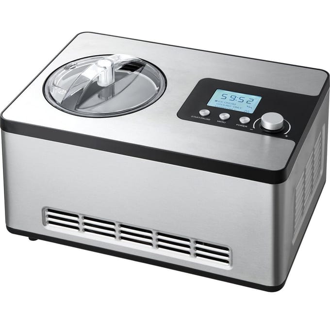 Machine à Glaces Automatique 2 Quarts Électrique Yaourt Glace Gelato Fabriquer Argent