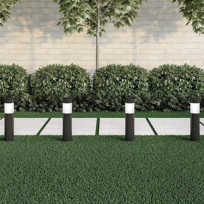 4-Pack Zonneverlichting – Waterdicht – 15cm RVS – Bollard – LED – Voor Tuin, Oprit & Pad – Zwart