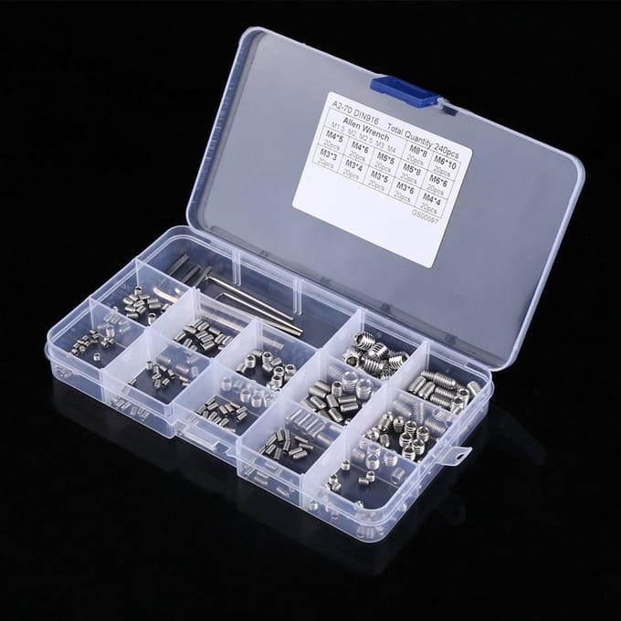 240 stuks M3M4M5M6M8 Zeskantige Schroeven Assortimentskit met Zeskantsleutels