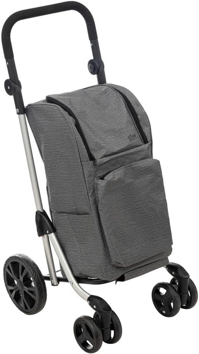5five Opvouwbare Boodschappentrolley - 46L - Grijs - 4 Wielen