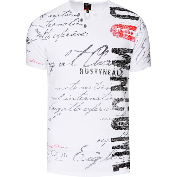 T-shirt met V-hals en logo-print aan de zijkant