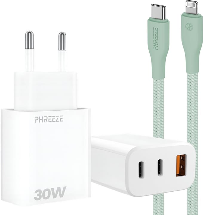 30w laadsetje geschikt voor iPhone en iPad met Lightning kabel 1m 3 poorten snellader adapter
