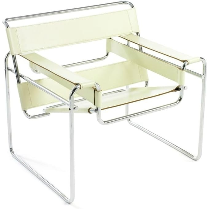 Knoll International - Breuer Original Wassily Lounge fauteuil - Rundsleder wit - beige