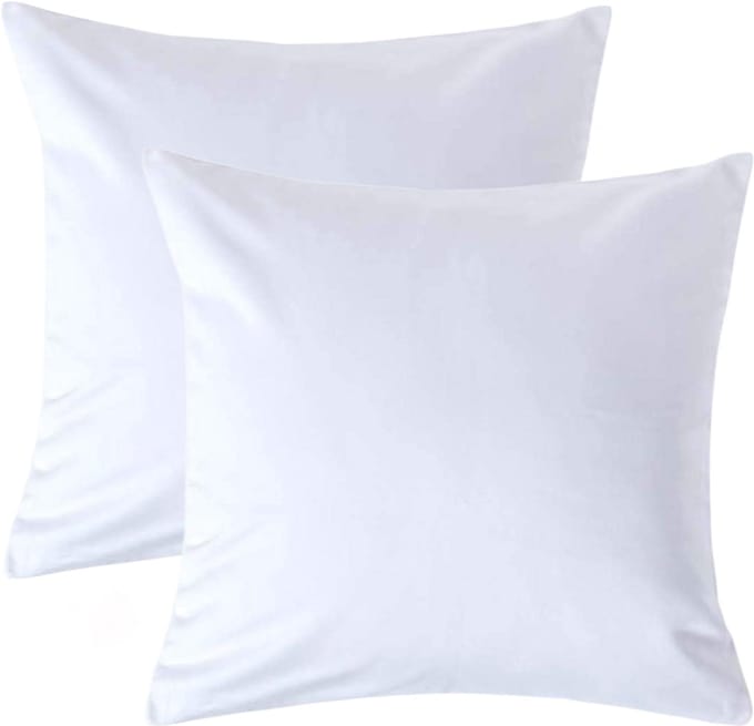 Homescapes Luxe Satijn Kussensloop 40x40 cm – Wit – Set van 2 – 100% Egyptisch Katoen Satijn – Draaddichtheid 1000