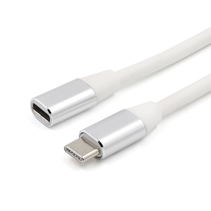 USB-C-verlengkabel USB 3.1 Type C Male naar C Female Verlengkabel Adapter Converter Data Sync zilver