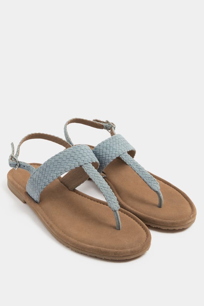 Yours Blauwe Geweven Teenslippers In Extra Eeebrede Pasvormsize 37EEE