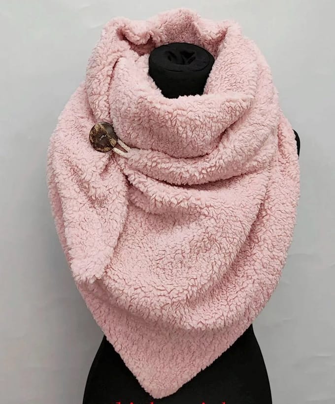 Dikke sjaal wintersjaal van teddy stof driehoeksjaal kleur roze