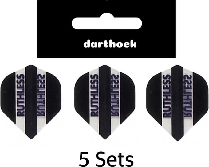 Darthoek | Flights | Ruthless | Zwart | 5 Sets | + 1 set darthoek Flights
