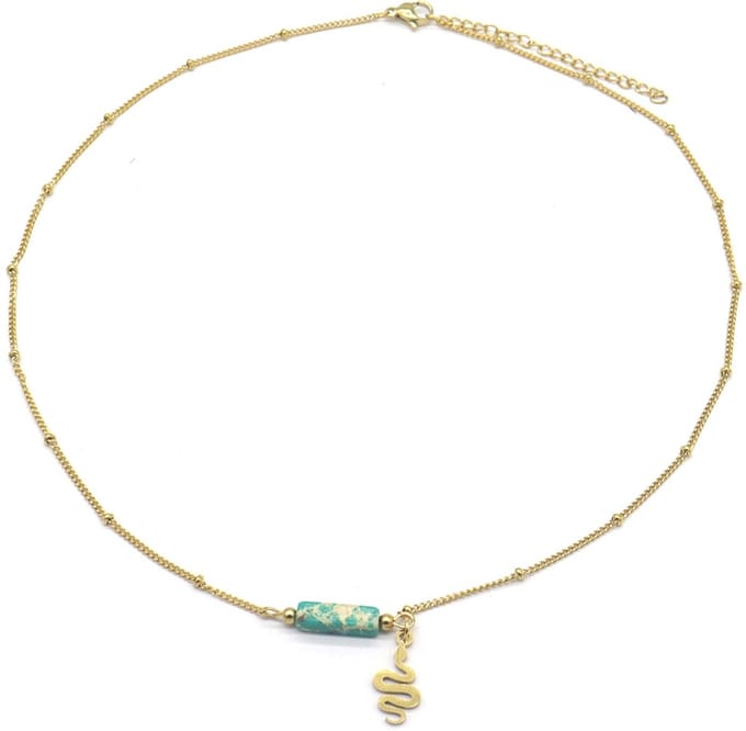Ketting - Steen en Slang - RVS - Lengte 40-45 cm - Goudkleurig