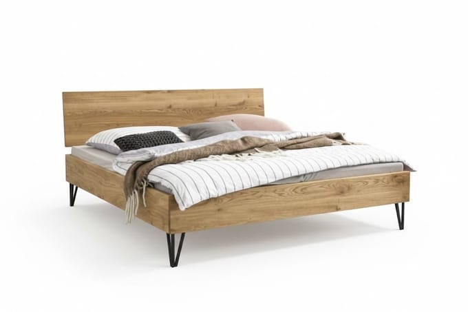 Bed Box Wonen Massief eiken houten bed Pomorie Premium 140x210 cm Natuur geolied
