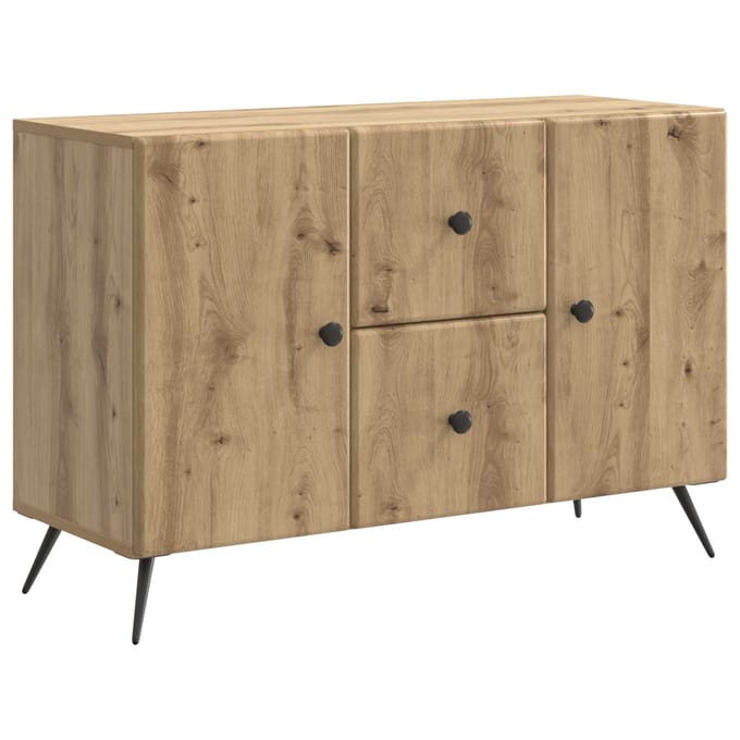 vidaXL - Dressoir - Artisanaal - eiken - 89 - x - 34,5 - x - 60 - cm - Bewerkt - hout