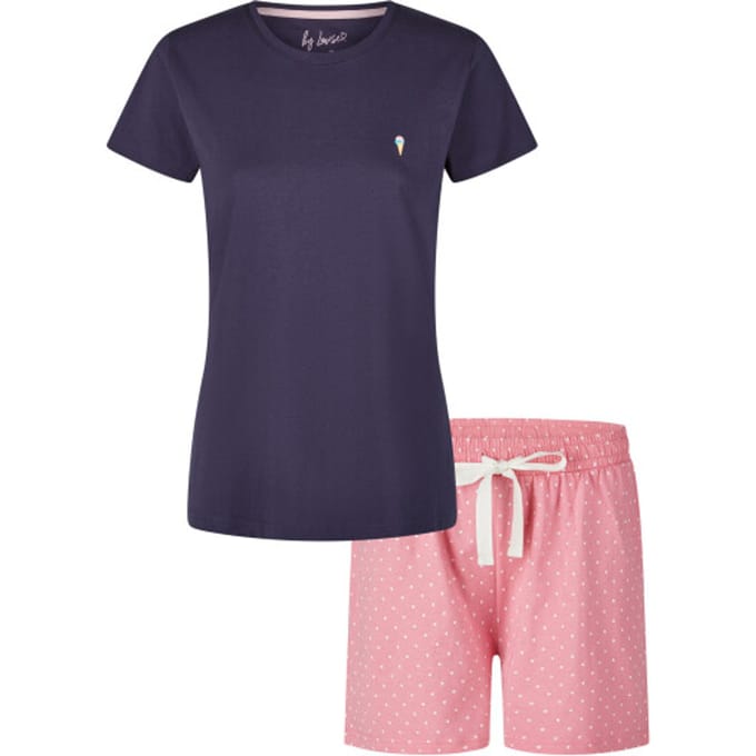 By Louise Dames Korte Pyjama Set Shortama Blauw Ice Cream - Maat S