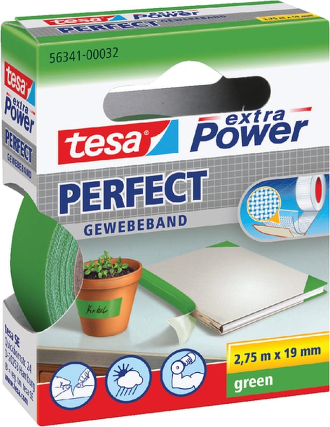 Textieltape tesa perfect 2.75mx19mm groen | 10 stuks