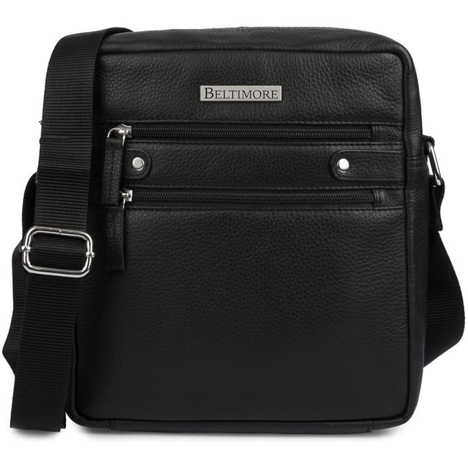 Leren Herentas Schoudertas Kleine Crossbody Zwart Elegante Beltimore