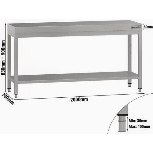 GGM Gastro RVS werktafel ECO - 2000x700mm - met onderschap zilver